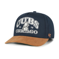 Chicago Cubs Cooperstown Break Wood Suede Hitch Adjustable Hat - Navy/Brown | 47 brand