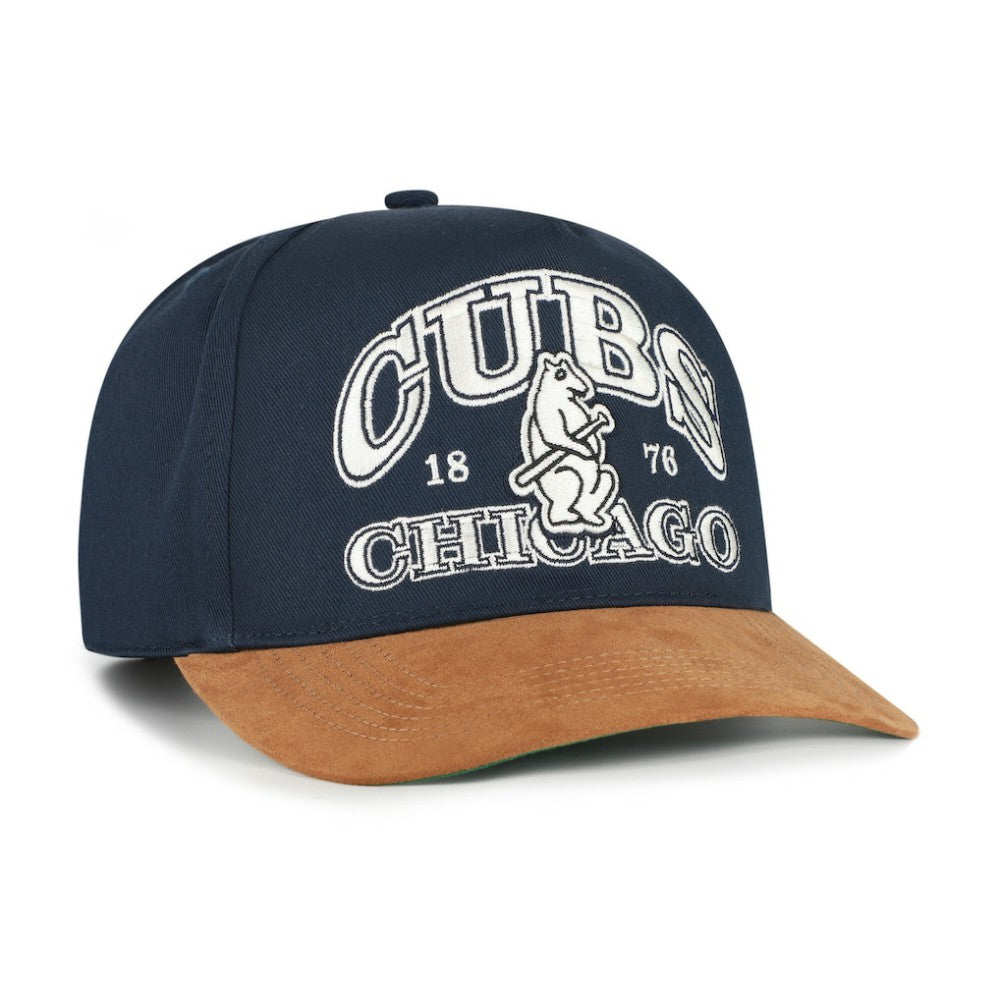 Chicago Cubs Cooperstown Break Wood Suede Hitch Adjustable Hat - Navy/Brown | 47 brand