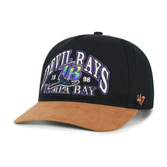 Tampa Bay Rays Cooperstown Break Wood Suede Hitch Adjustable Hat - Black/Brown | 47 brand