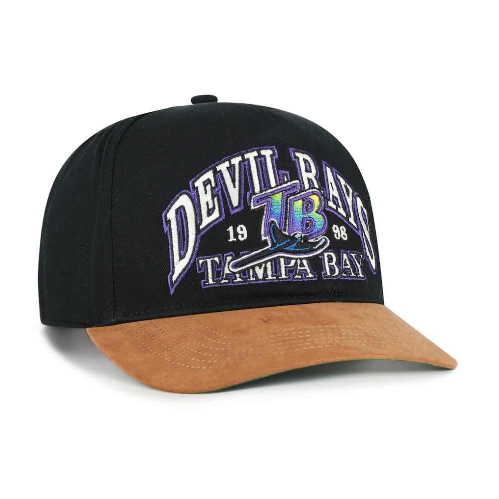Tampa Bay Rays Cooperstown Break Wood Suede Hitch Adjustable Hat - Black/Brown | 47 brand