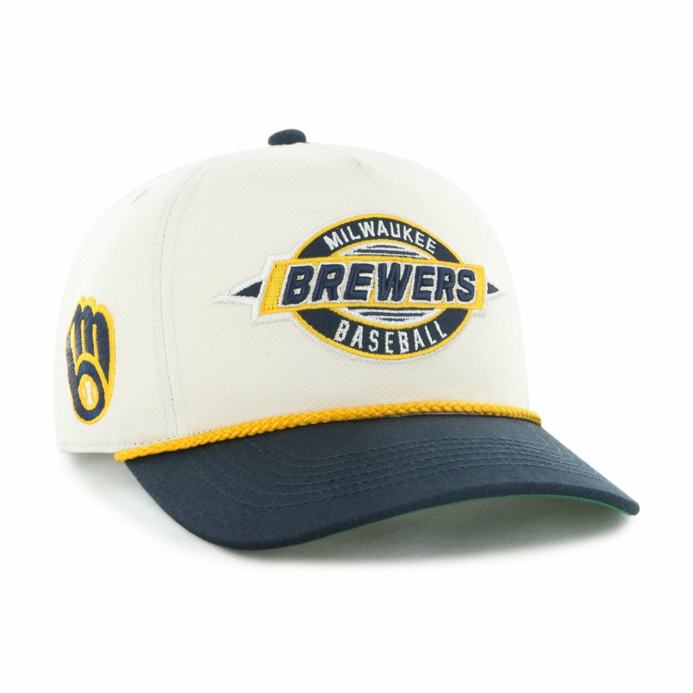 Milwaukee Brewers Youth Frame Out Hitch Adjustable Hat - Natural/Navy | 47 brand
