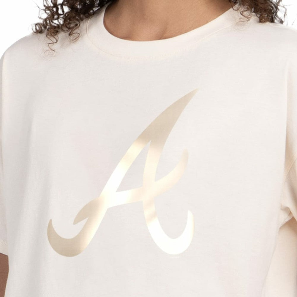 Atlanta Braves Starter Women's Pastels Boxy Cropped T-Shirt - Cream