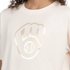 Milwaukee Brewers Starter Women's Pastels Boxy Cropped T-Shirt - Cream