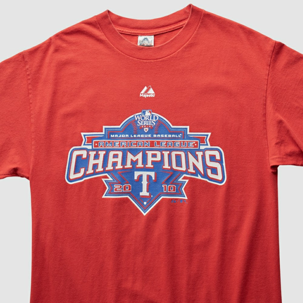 Texas Rangers Majestic 2010 T-Shirt - Red Vintage