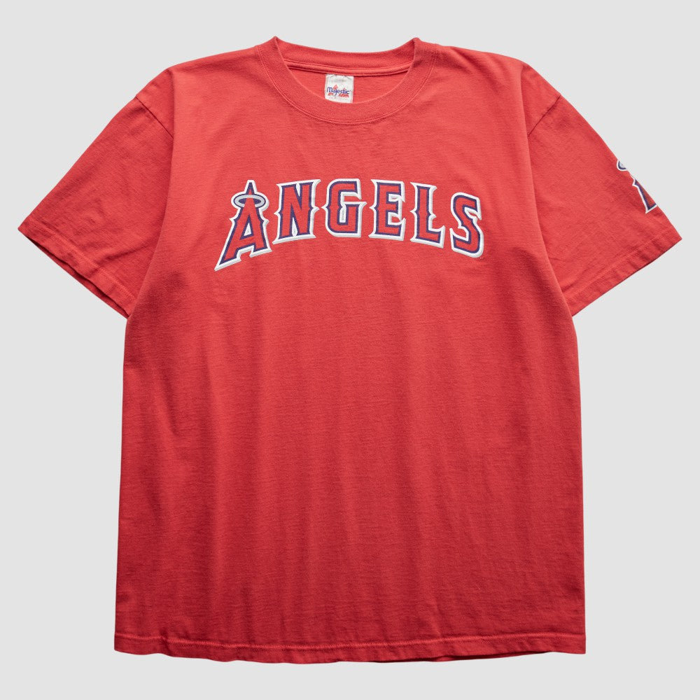 Los Angeles Angels Majestic 2000s T-Shirt - Red Vintage