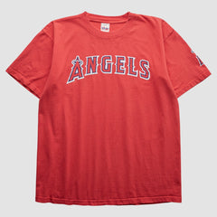 Los Angeles Angels Majestic 2000s T-Shirt - Red Vintage