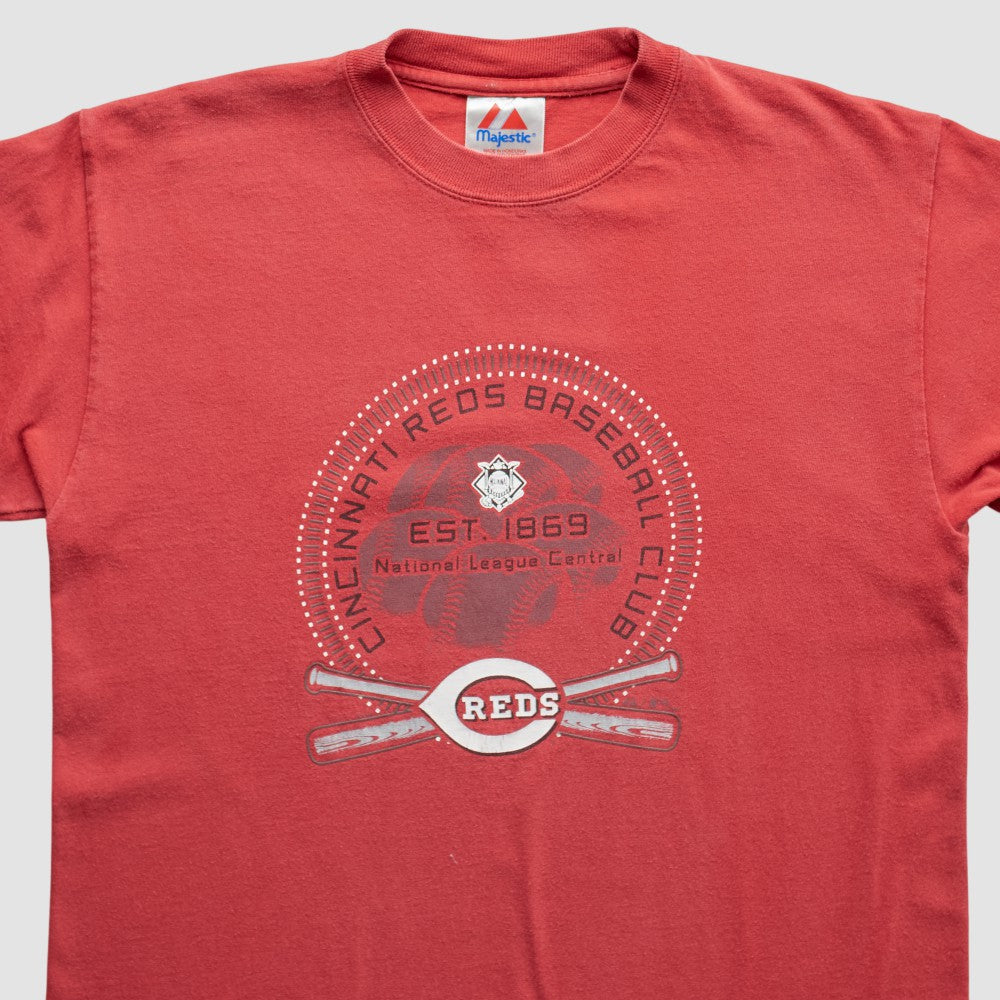 Cincinnati Reds Majestic 2000s T-Shirt - Red Vintage