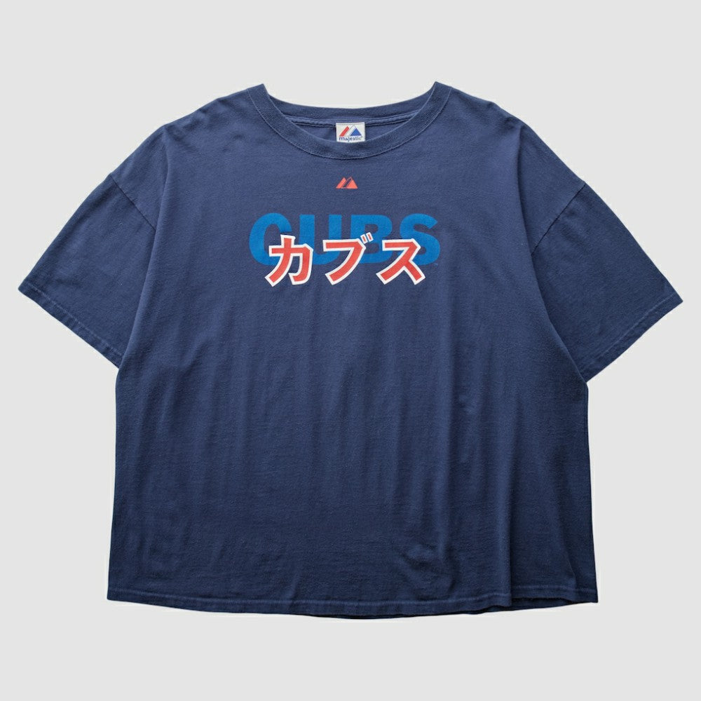 Chicago Cubs Majestic 2000s T-Shirt - Navy Vintage