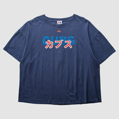 Chicago Cubs Majestic 2000s T-Shirt - Navy Vintage