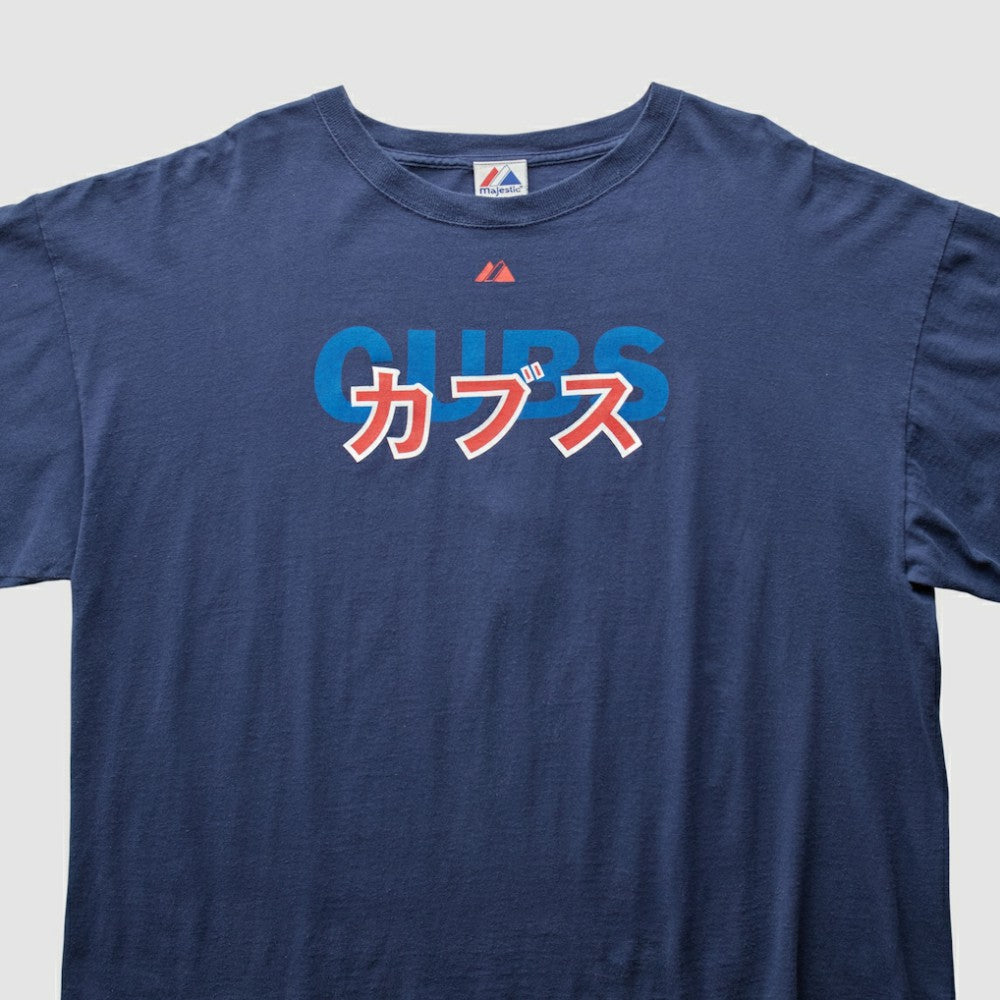 Chicago Cubs Majestic 2000s T-Shirt - Navy Vintage