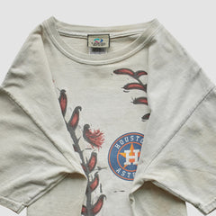 Houston Astros Liquid Blue 2000s T-Shirt - Beige Vintage