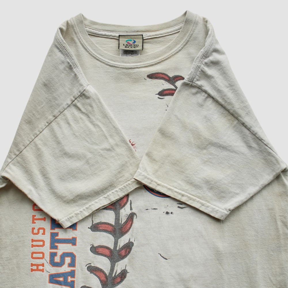 Houston Astros Liquid Blue 2000s T-Shirt - Beige Vintage