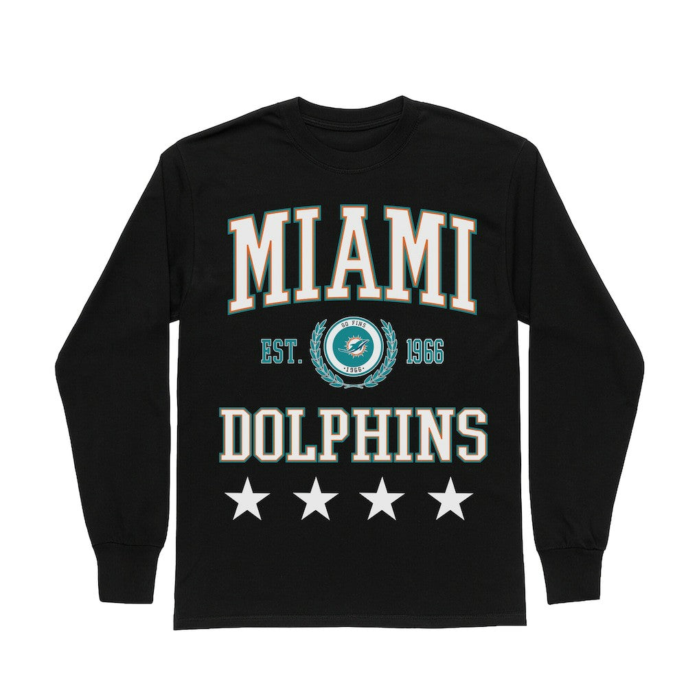 NFL Miami Dolphins Gameday Couture Women's Oversized Everyday Star Long Sleeve T-Shirt