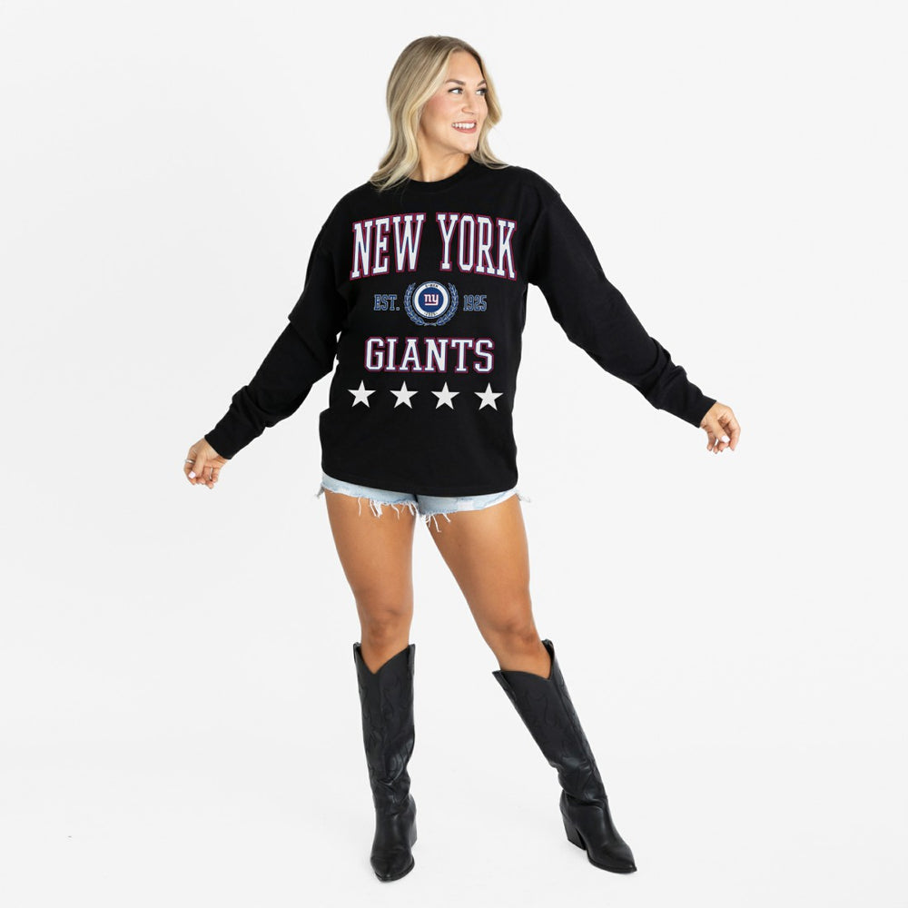 NFL New York Giants Gameday Couture Women's Oversized Everyday Star Long Sleeve T-Shirt