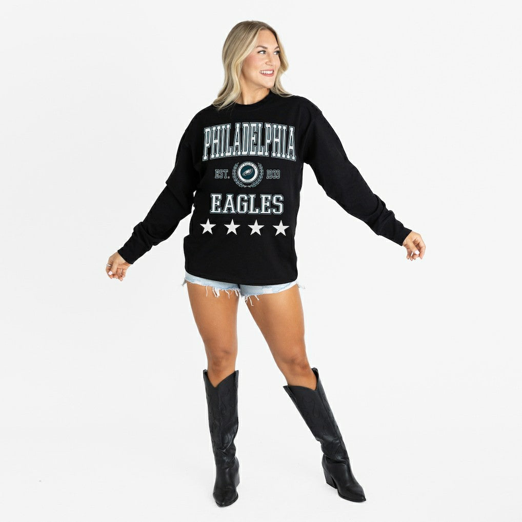 NFL Philadelphia Eagles Gameday Couture Women's Oversized Everyday Star Long Sleeve T-Shirt