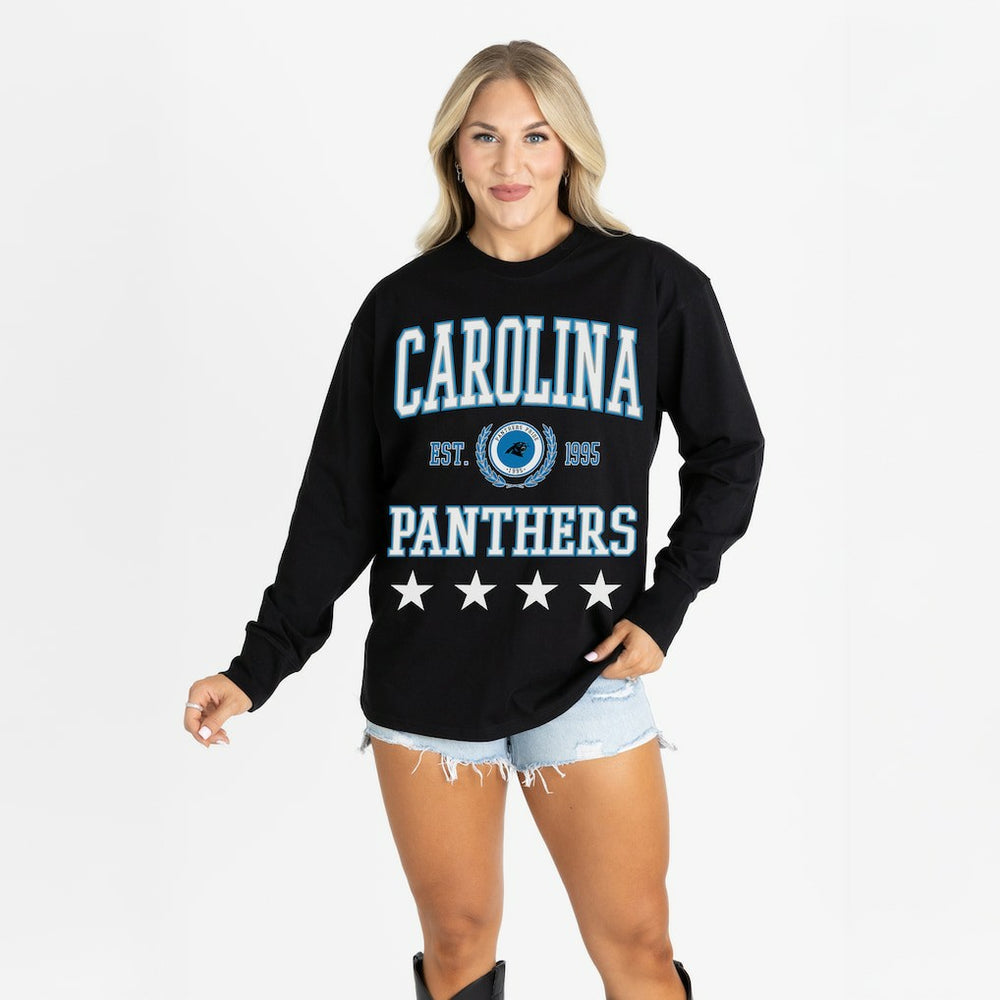 NFL Carolina Panthers Gameday Couture Women's Oversized Everyday Star Long Sleeve T-Shirt