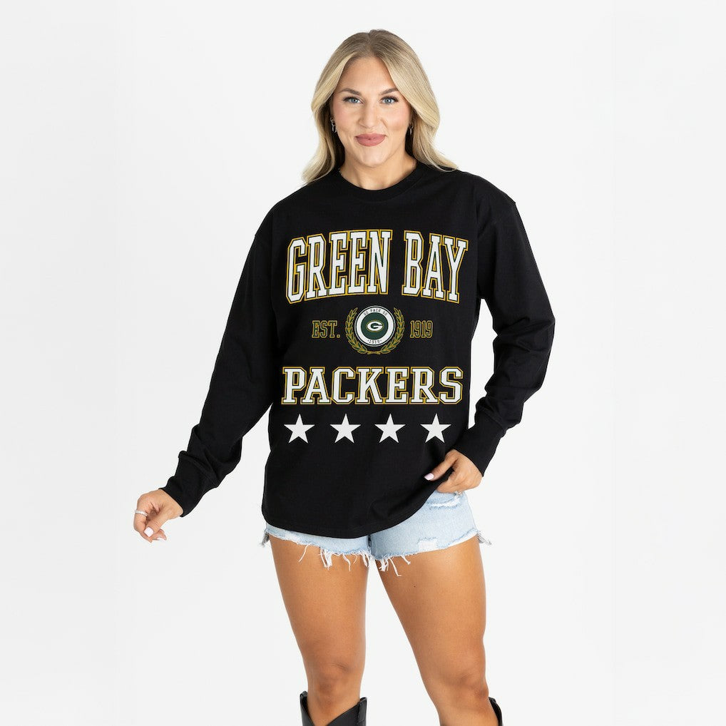 NFL Green Bay Packers Gameday Couture Women's Oversized Everyday Star Long Sleeve T-Shirt