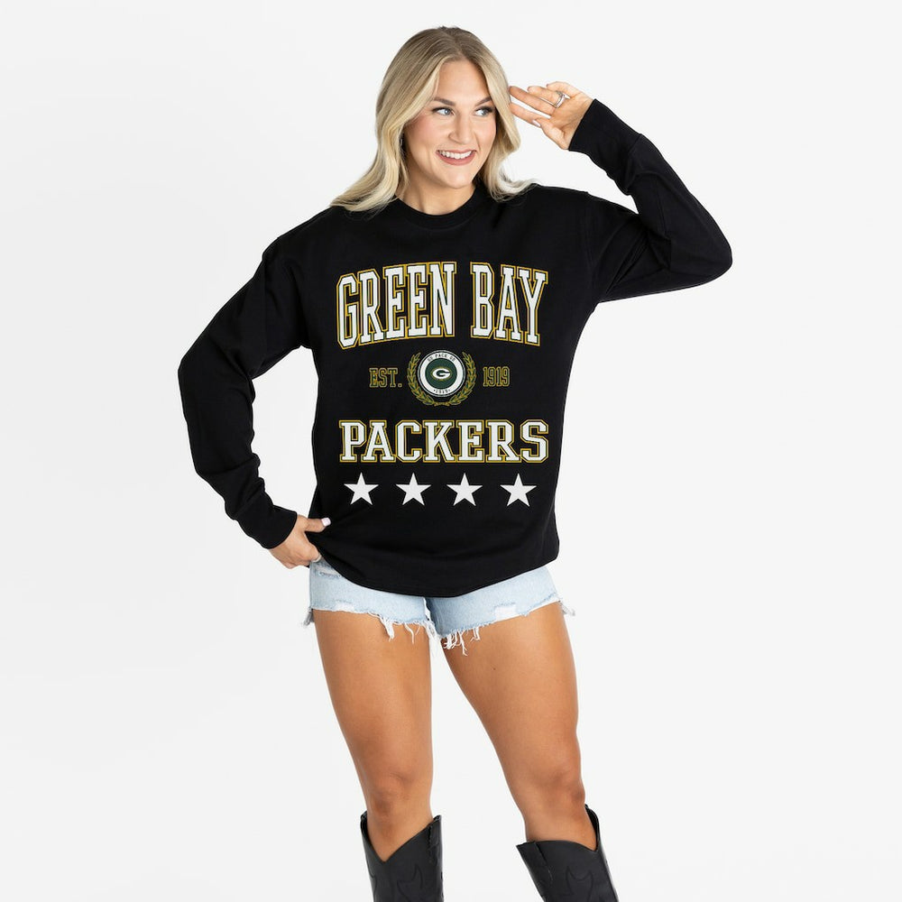 NFL Green Bay Packers Gameday Couture Women's Oversized Everyday Star Long Sleeve T-Shirt