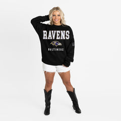 NFL Baltimore Ravens Gameday Couture Women's Oversized Level Up Black Label Premium Fleece Sweatshirt