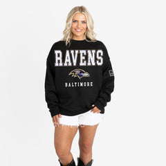 NFL Baltimore Ravens Gameday Couture Women's Oversized Level Up Black Label Premium Fleece Sweatshirt
