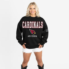 NFL Arizona Cardinals Gameday Couture Women's Oversized Level Up Black Label Premium Fleece Sweatshirt