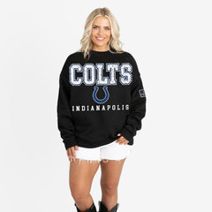NFL Indianapolis Colts Gameday Couture Women's Oversized Level Up Black Label Premium Fleece Sweatshirt