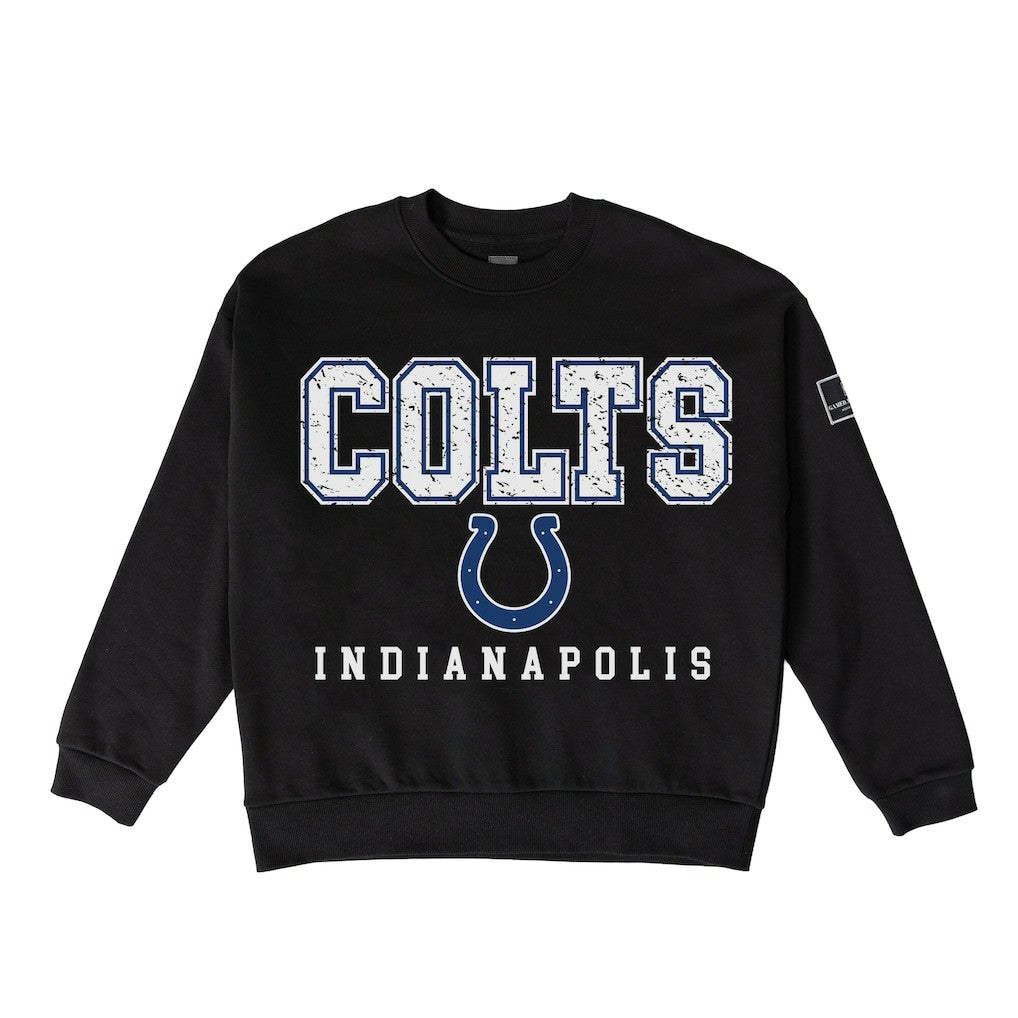 NFL Indianapolis Colts Gameday Couture Women's Oversized Level Up Black Label Premium Fleece Sweatshirt