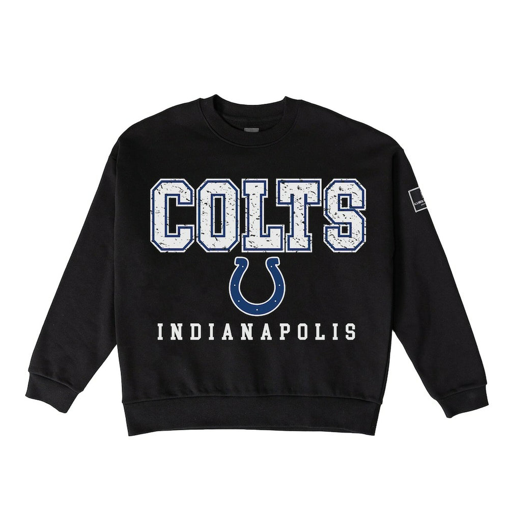 NFL Indianapolis Colts Gameday Couture Women's Oversized Level Up Black Label Premium Fleece Sweatshirt