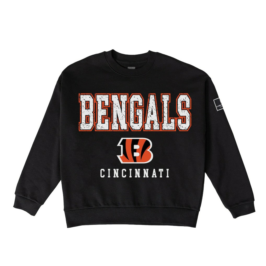 NFL Cincinnati Bengals Gameday Couture Women's Oversized Level Up Black Label Premium Fleece Sweatshirt
