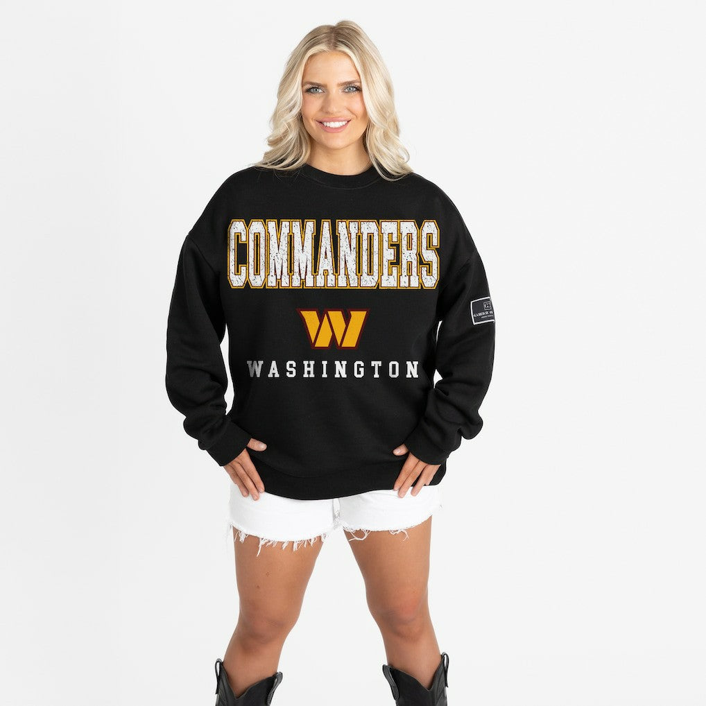 NFL Washington Commanders Gameday Couture Women's Oversized Level Up Black Label Premium Fleece Sweatshirt