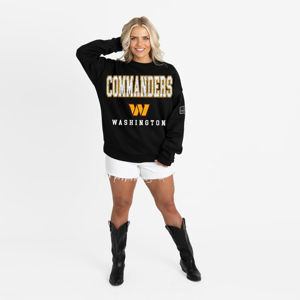 NFL Washington Commanders Gameday Couture Women's Oversized Level Up Black Label Premium Fleece Sweatshirt