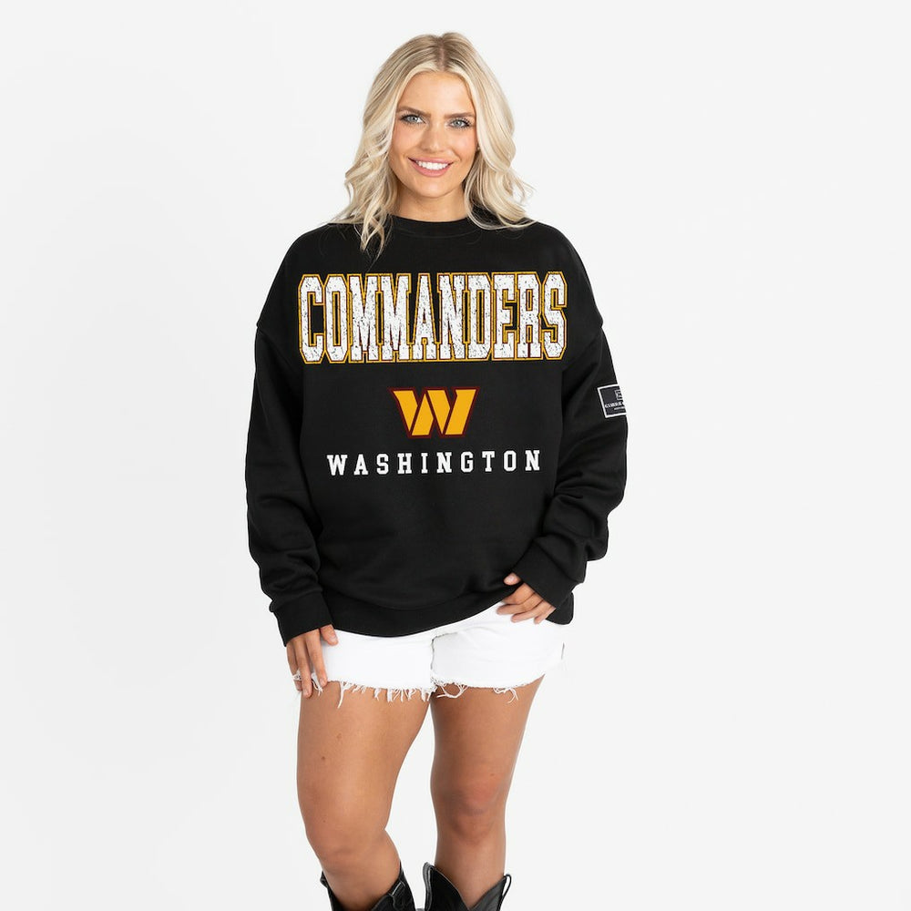 NFL Washington Commanders Gameday Couture Women's Oversized Level Up Black Label Premium Fleece Sweatshirt