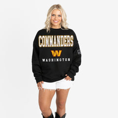 NFL Washington Commanders Gameday Couture Women's Oversized Level Up Black Label Premium Fleece Sweatshirt