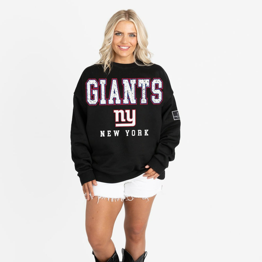 NFL New York Giants Gameday Couture Women's Oversized Level Up Black Label Premium Fleece Sweatshirt