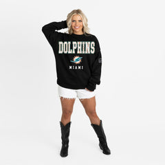 NFL Miami Dolphins Gameday Couture Women's Oversized Level Up Black Label Premium Fleece Sweatshirt