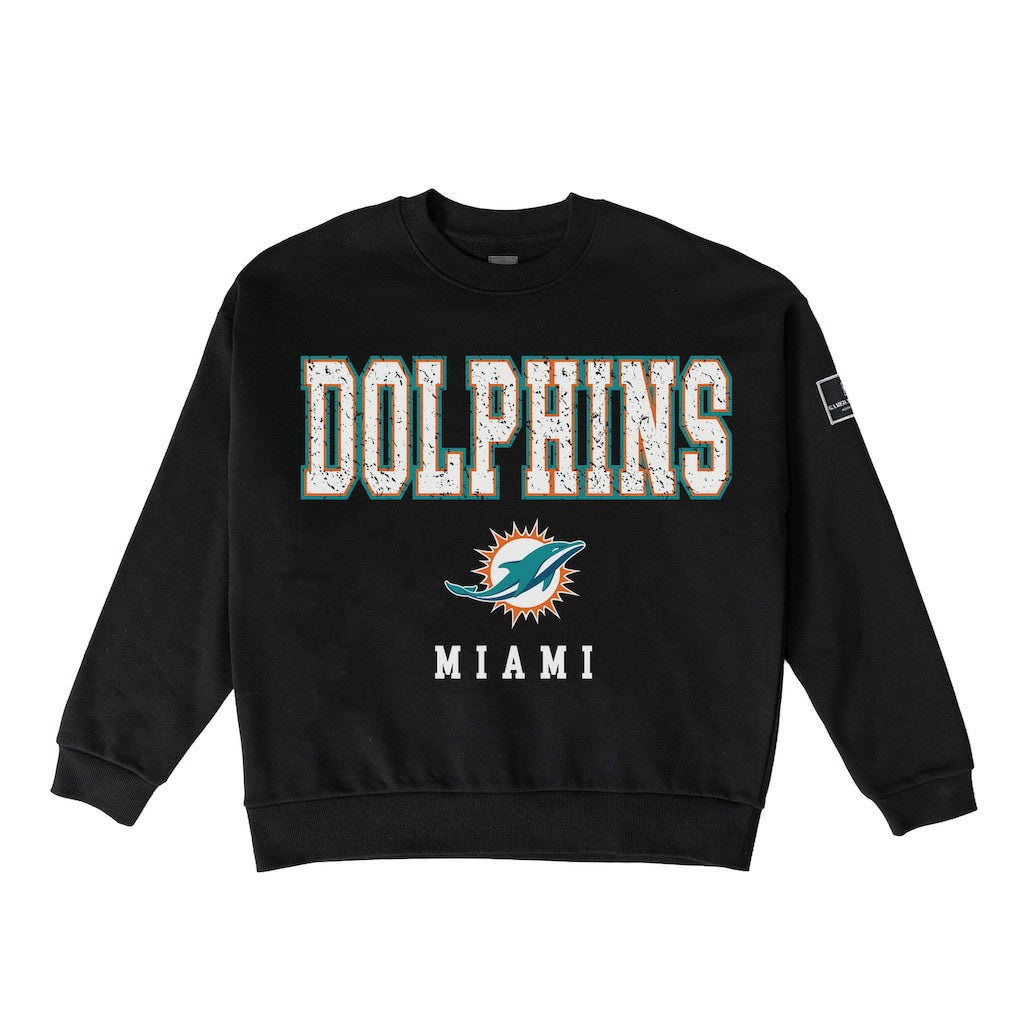 NFL Miami Dolphins Gameday Couture Women's Oversized Level Up Black Label Premium Fleece Sweatshirt