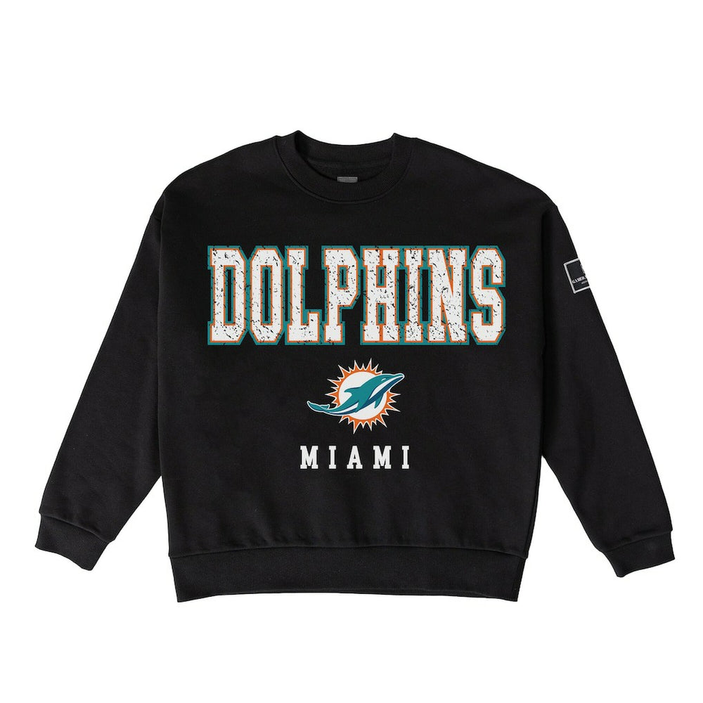 NFL Miami Dolphins Gameday Couture Women's Oversized Level Up Black Label Premium Fleece Sweatshirt