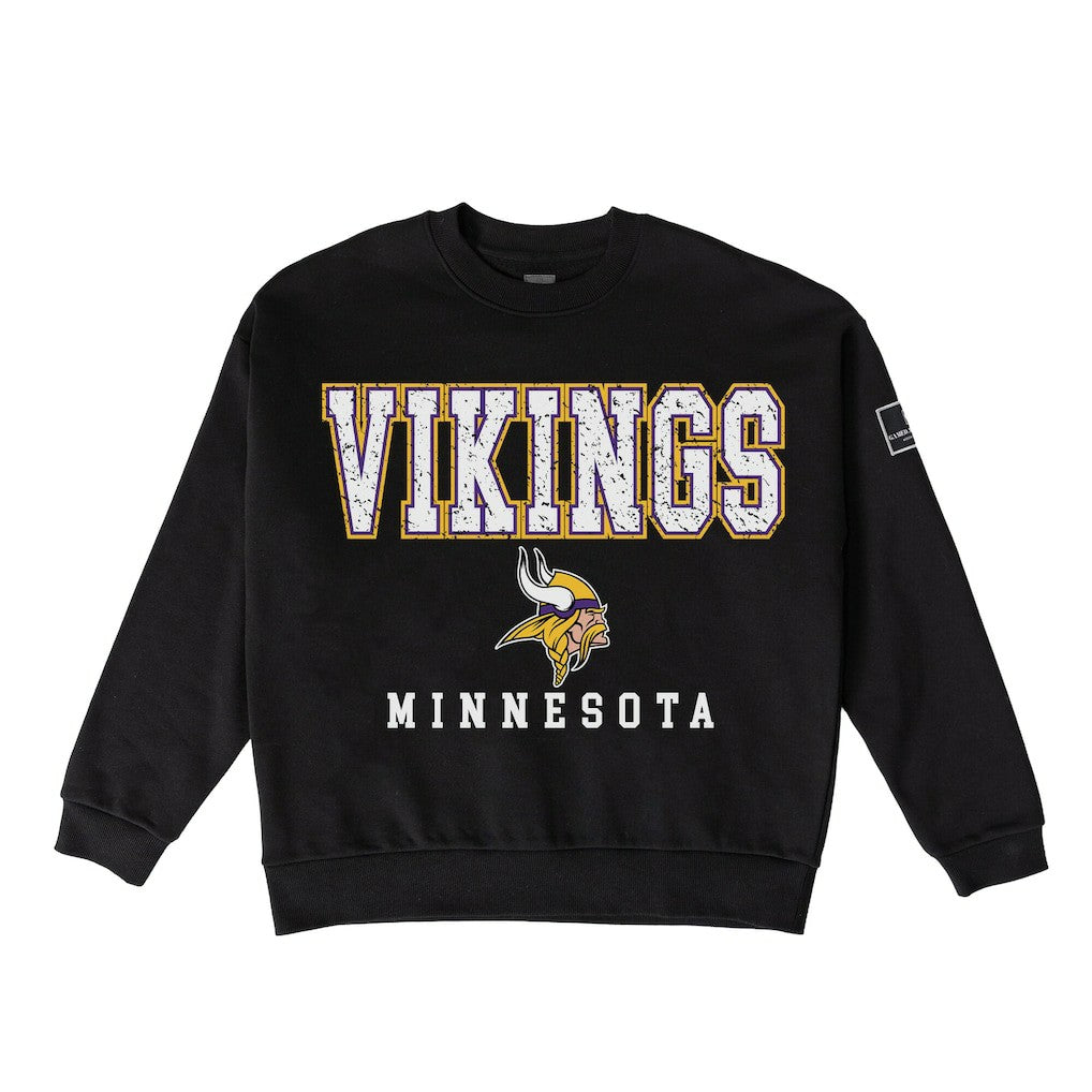 NFL Minnesota Vikings Gameday Couture Women's Oversized Level Up Black Label Premium Fleece Sweatshirt