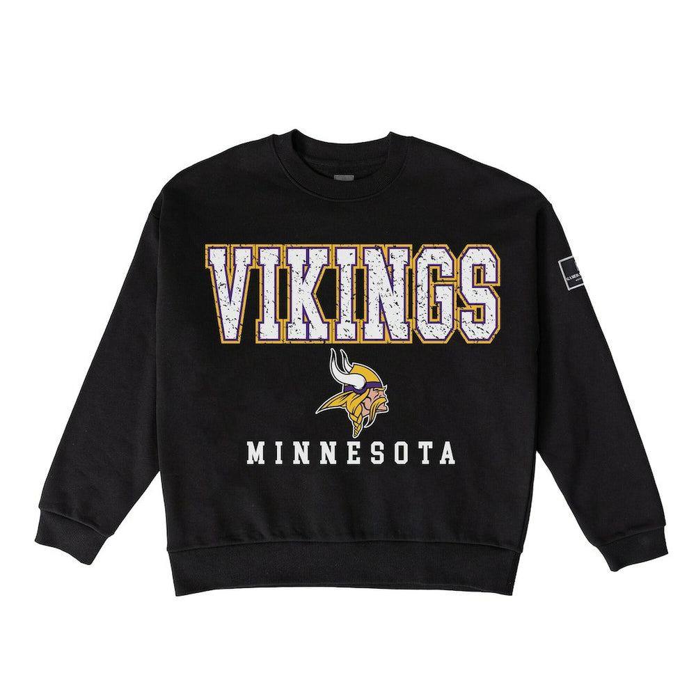 NFL Minnesota Vikings Gameday Couture Women's Oversized Level Up Black Label Premium Fleece Sweatshirt