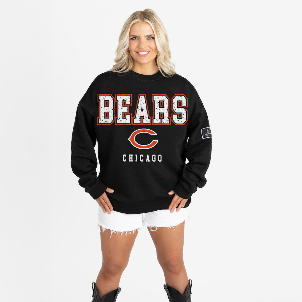 NFL Chicago Bears Gameday Couture Women's Oversized Level Up Black Label Premium Fleece Sweatshirt