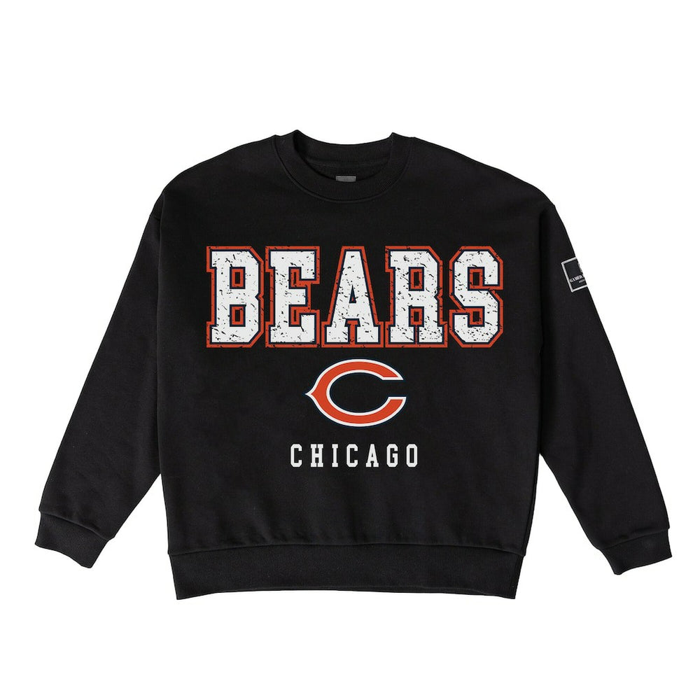 NFL Chicago Bears Gameday Couture Women's Oversized Level Up Black Label Premium Fleece Sweatshirt