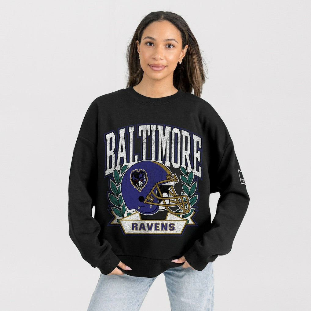 NFL Baltimore Ravens Gameday Couture Women's Oversized Victory Lane Black Label Premium Fleece Sweatshirt