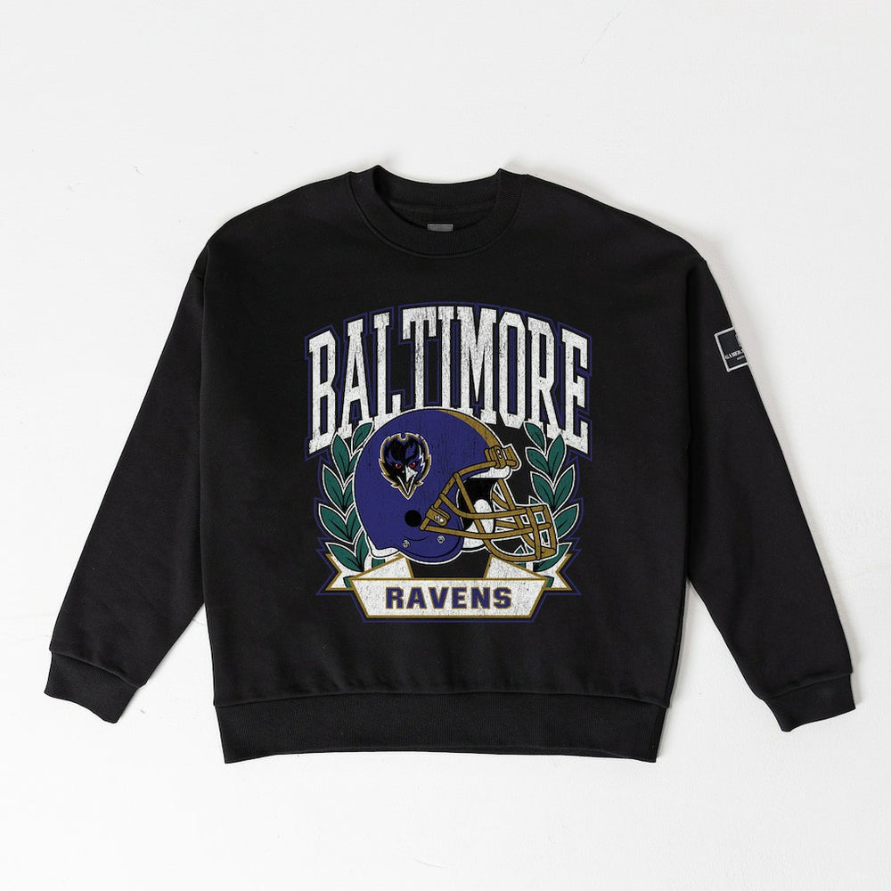 NFL Baltimore Ravens Gameday Couture Women's Oversized Victory Lane Black Label Premium Fleece Sweatshirt