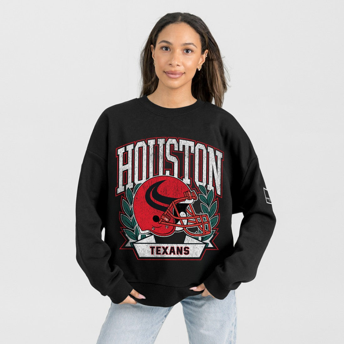 NFL Houston Texans Gameday Couture Women's Oversized Victory Lane Black Label Premium Fleece Sweatshirt