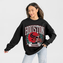 NFL Houston Texans Gameday Couture Women's Oversized Victory Lane Black Label Premium Fleece Sweatshirt