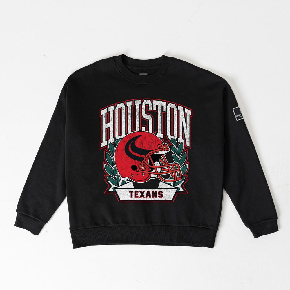 NFL Houston Texans Gameday Couture Women's Oversized Victory Lane Black Label Premium Fleece Sweatshirt