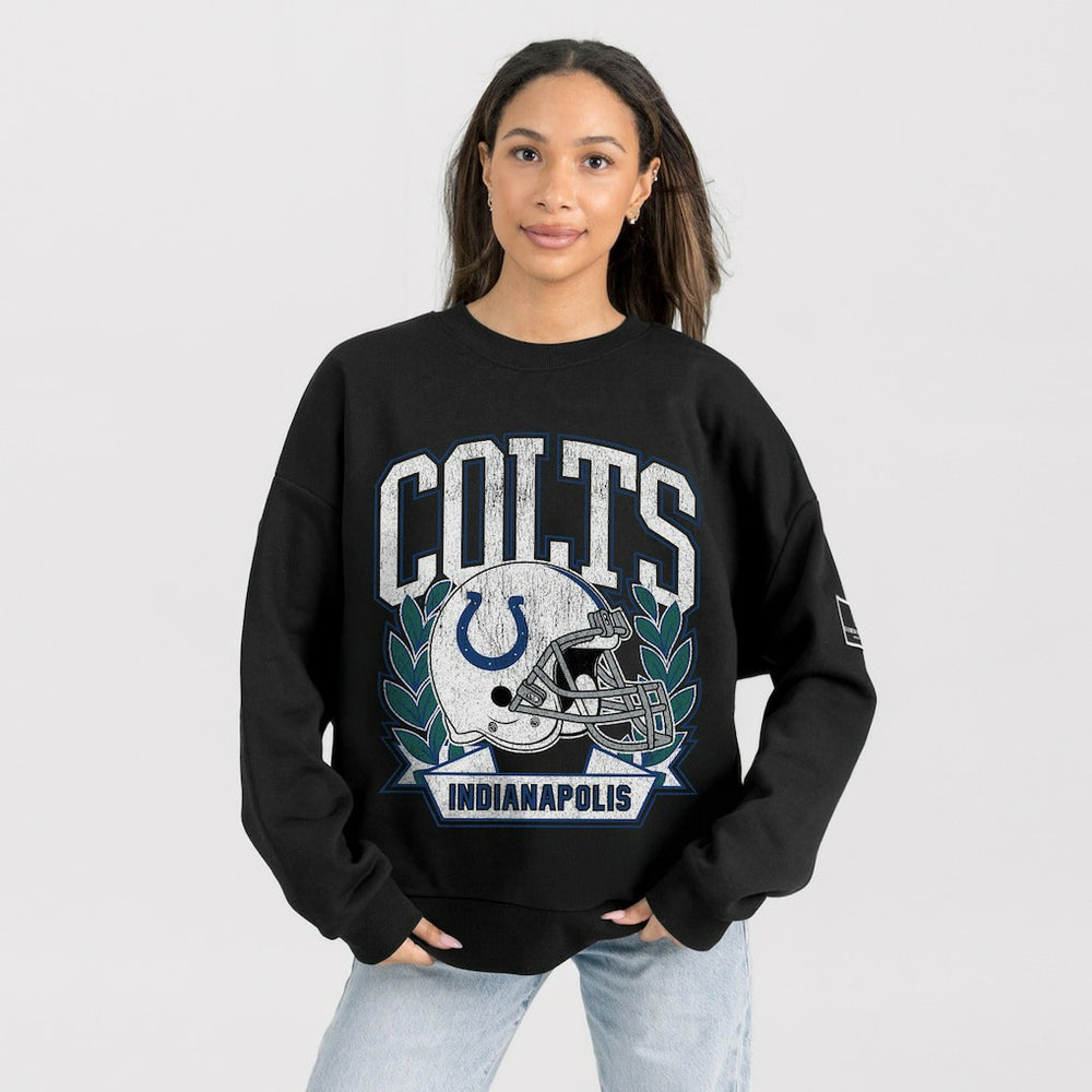 NFL Indianapolis Colts Gameday Couture Women's Oversized Victory Lane Black Label Premium Fleece Sweatshirt