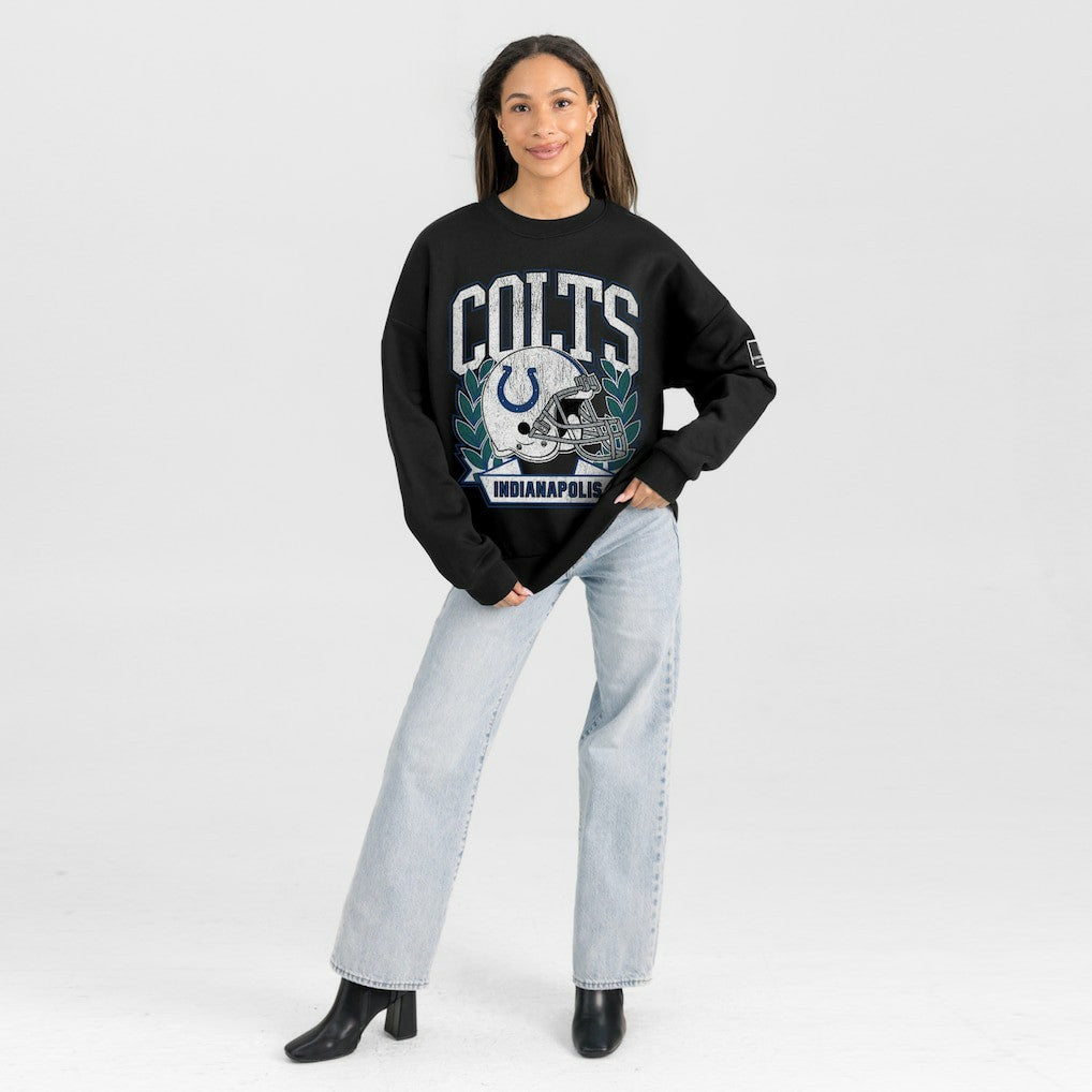 NFL Indianapolis Colts Gameday Couture Women's Oversized Victory Lane Black Label Premium Fleece Sweatshirt
