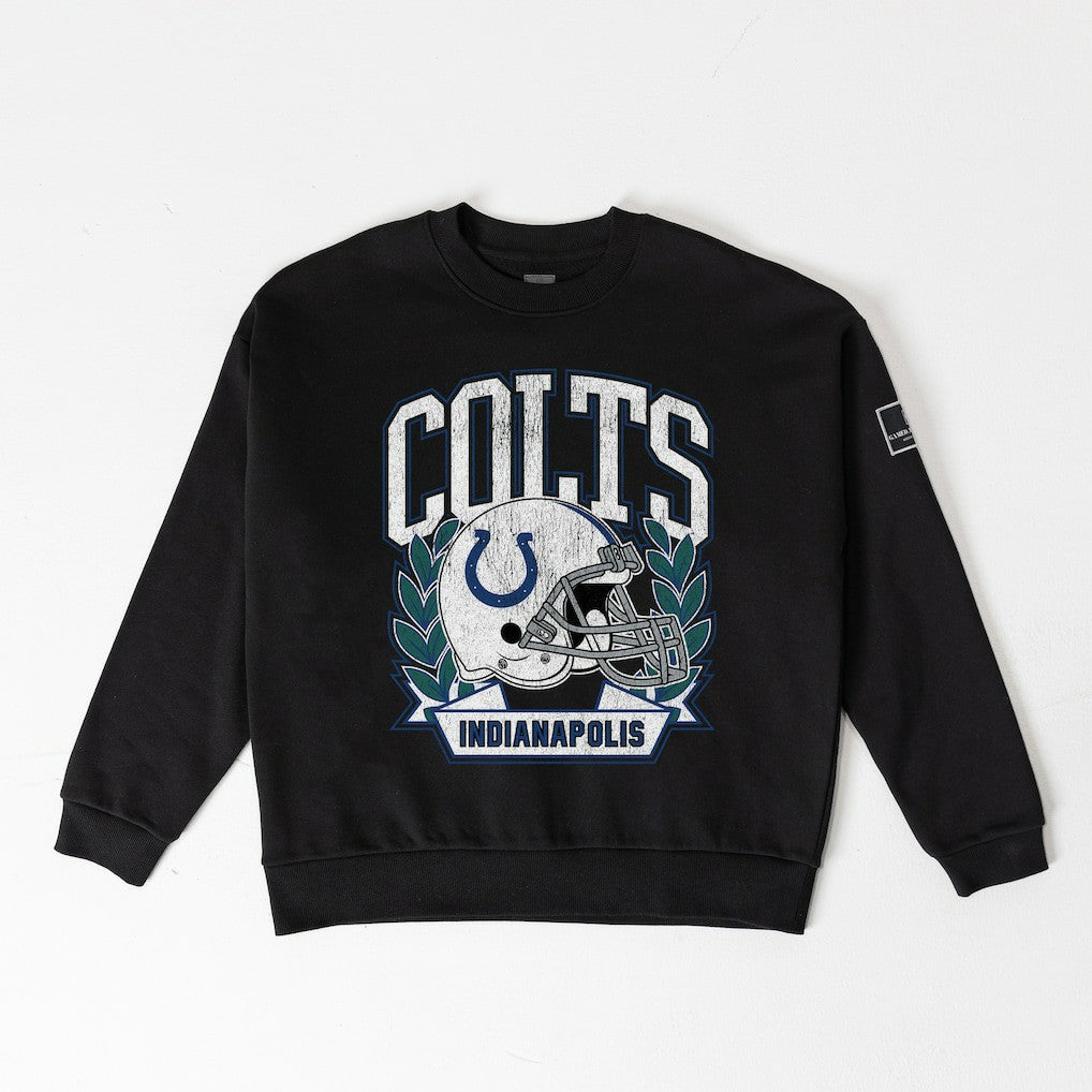 NFL Indianapolis Colts Gameday Couture Women's Oversized Victory Lane Black Label Premium Fleece Sweatshirt