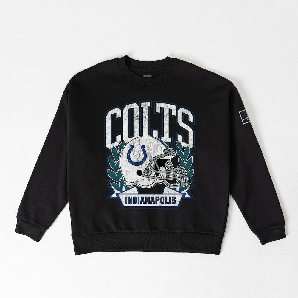 NFL Indianapolis Colts Gameday Couture Women's Oversized Victory Lane Black Label Premium Fleece Sweatshirt